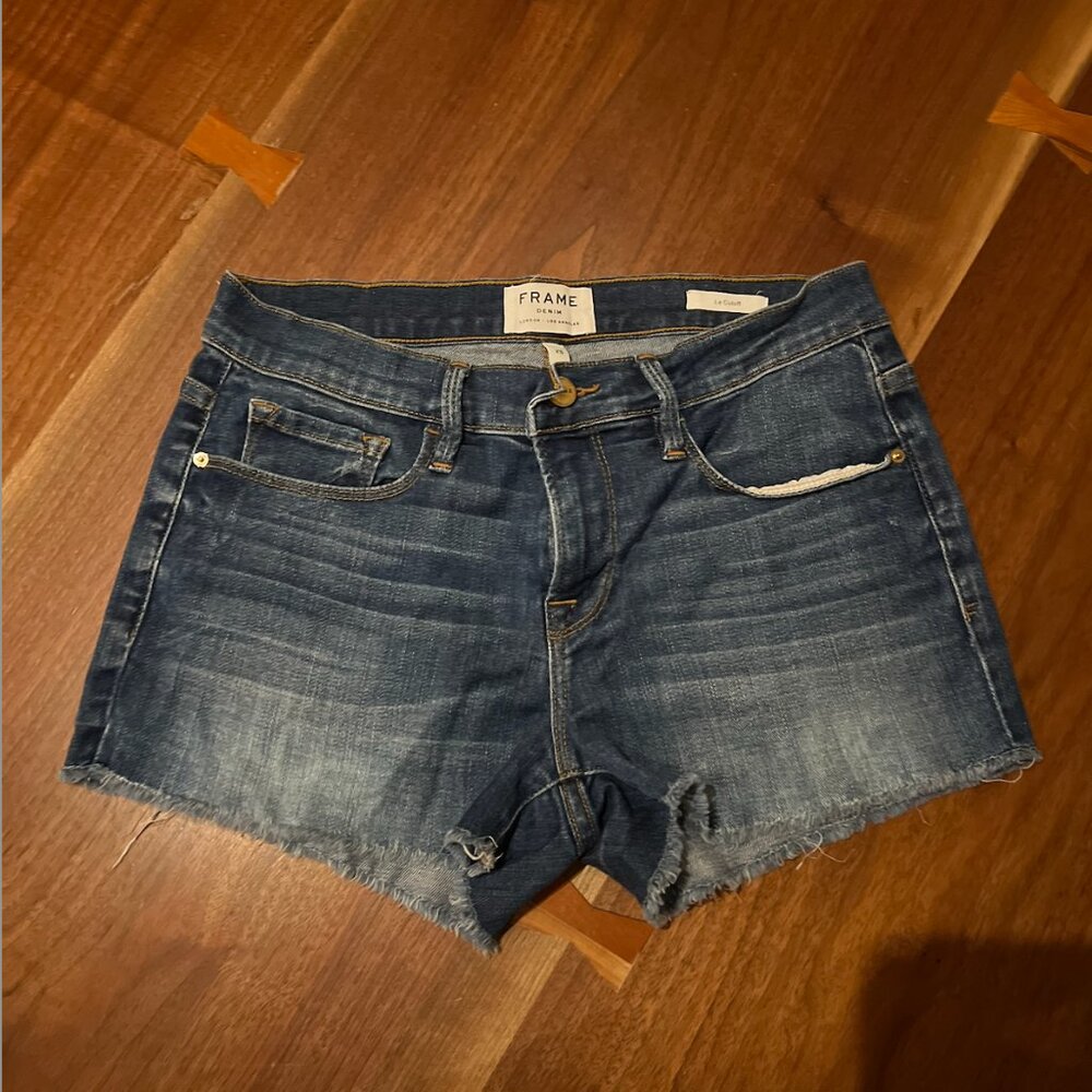 FRAME Le Cutoff Denim Shorts – Dark Wash, Size 25, 3" Inseam